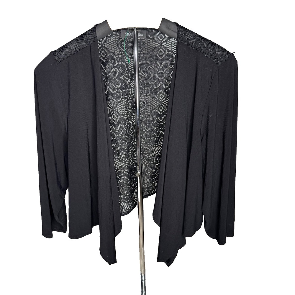 Michelle Lynn Black Lace Open-Front Cardigan —‎ One Size